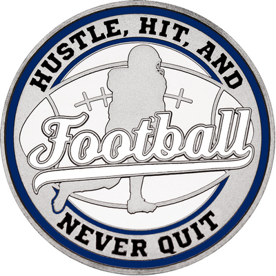 White "Football" with Navy Blue Outer Circular Borders